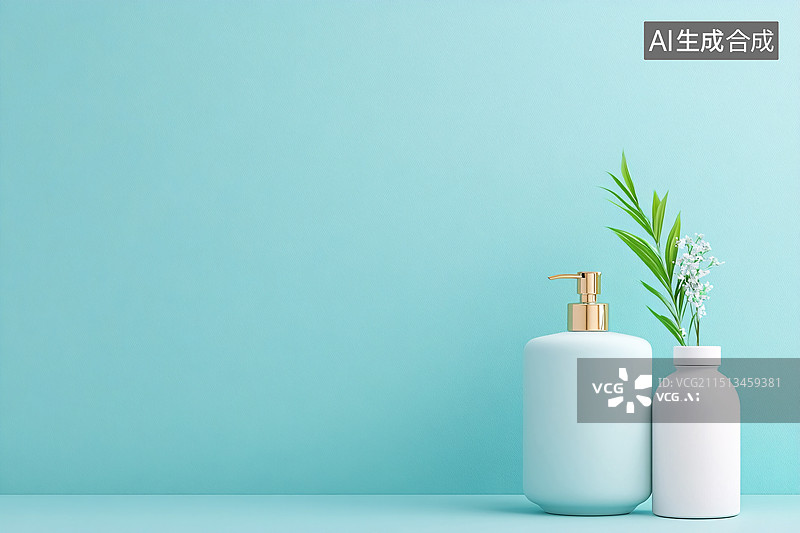 【AI数字艺术】3D渲染洗面奶化妆品模板展示平台三维背景图片素材