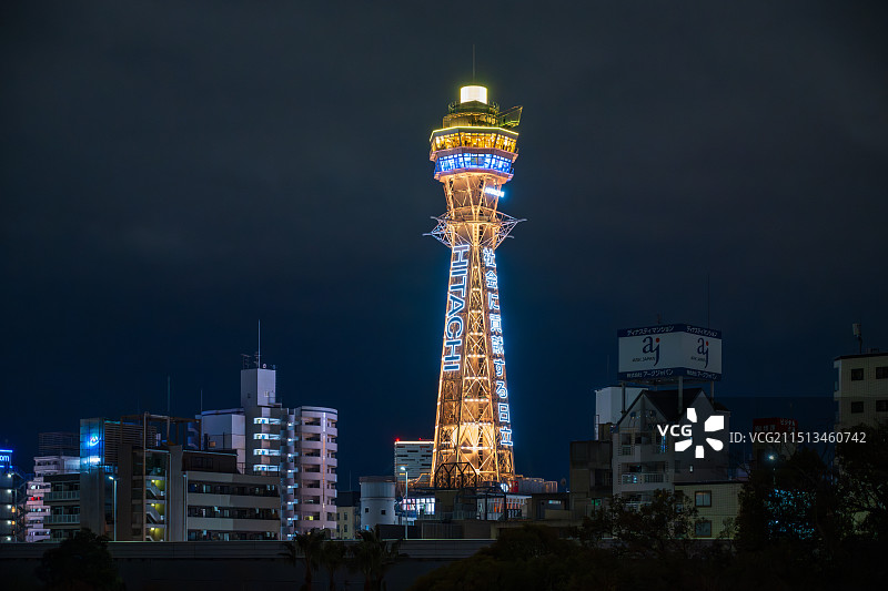日本大阪府大阪市浪速区新世界商业街通天塔图片素材
