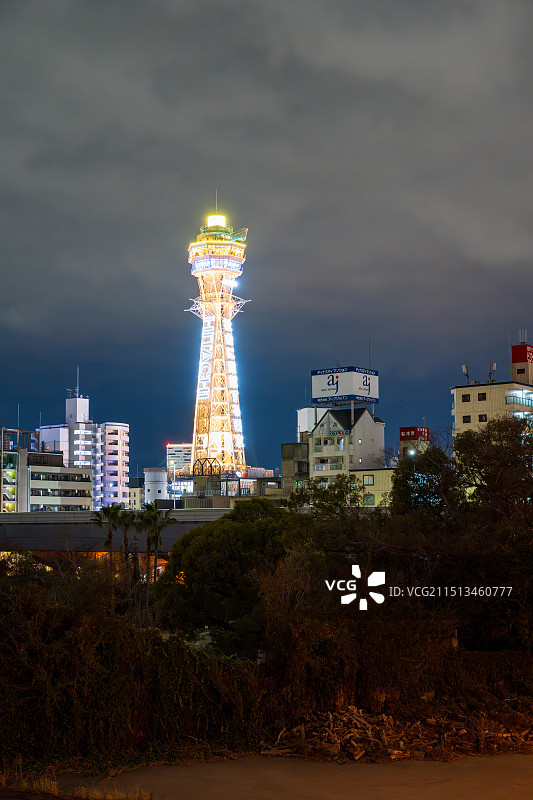 日本大阪府大阪市浪速区新世界商业街通天塔图片素材