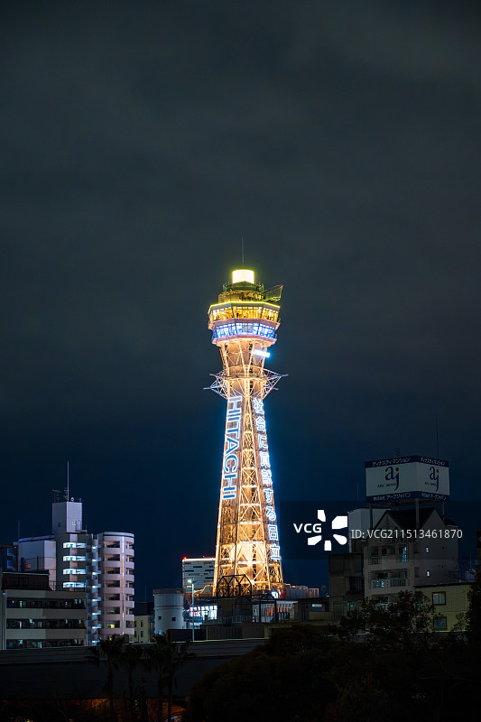 日本大阪府大阪市浪速区新世界商业街通天塔图片素材