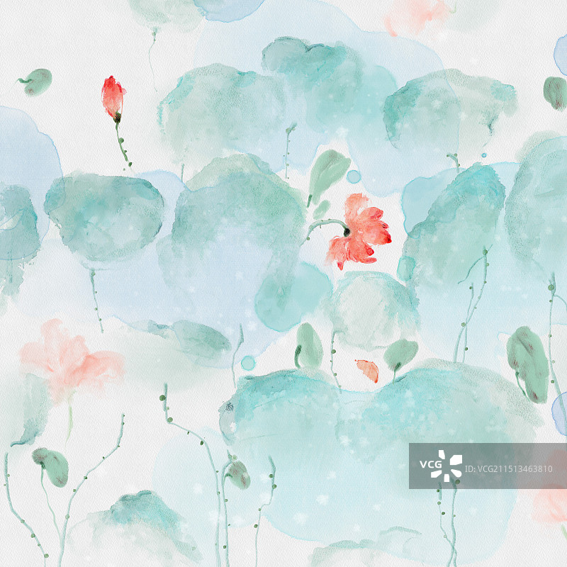 水墨风荷花壁纸插画图片素材