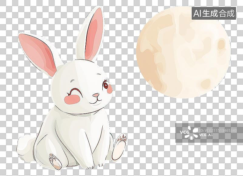 【AI数字艺术】中秋节的玉兔在赏月 元素图片素材