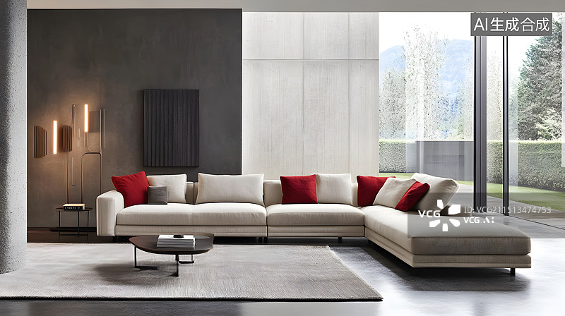 【AI数字艺术】简约风格现代客厅沙发图片素材