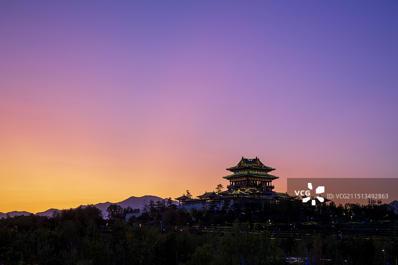 北京延庆世园会永宁阁夜景图片素材