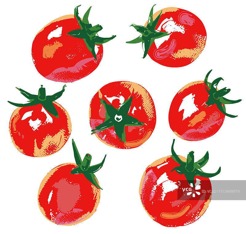水彩手绘小番茄图片素材