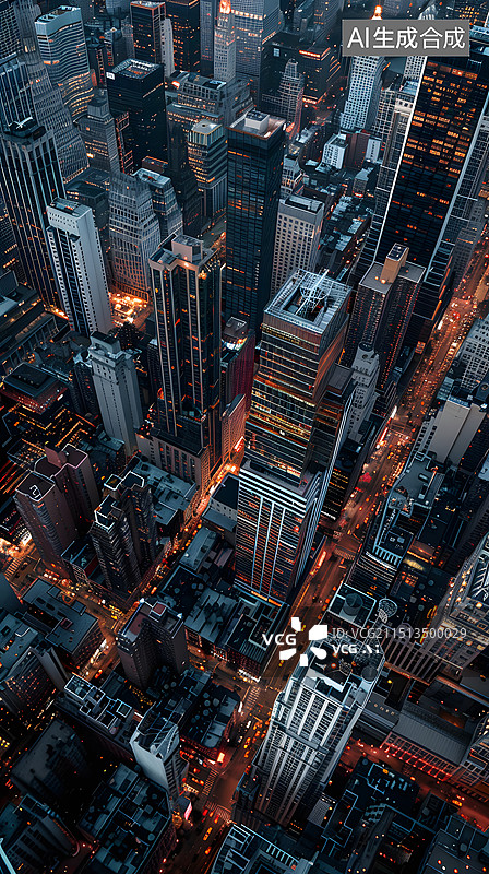 【AI数字艺术】城市建筑道路航拍视角图片素材