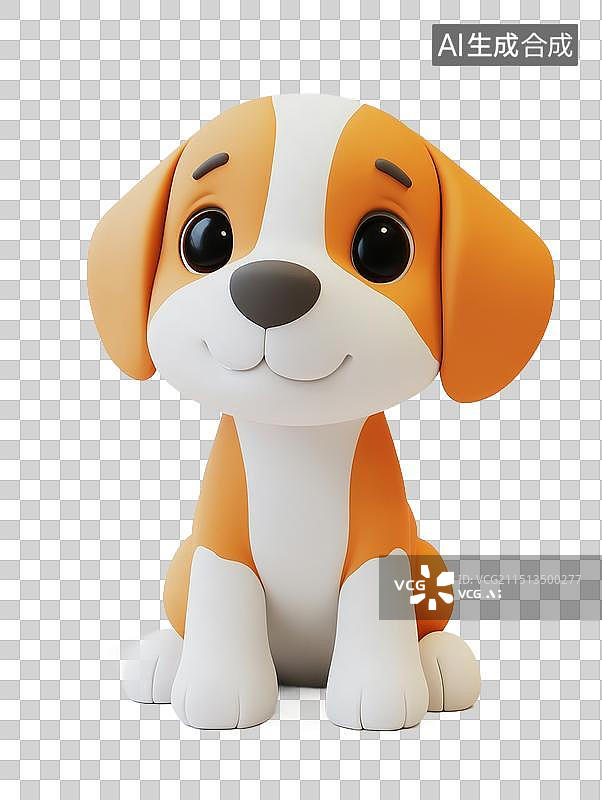 【AI数字艺术】可爱的小狗狗年3D渲染装饰元素图片素材