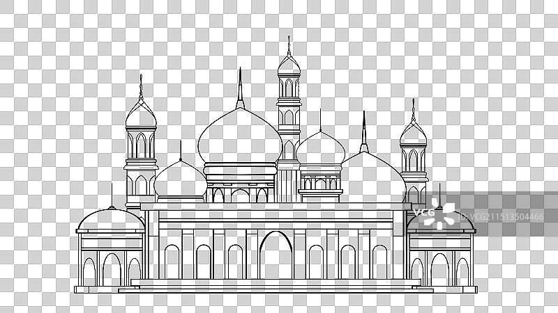 欧式唯美卡通城堡线稿图片素材