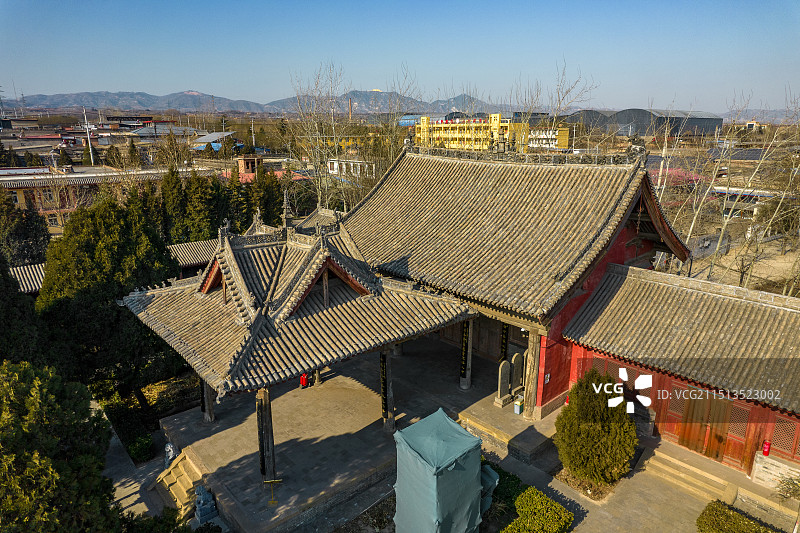 中国山西省临汾市尧都区牛王庙航拍图片素材