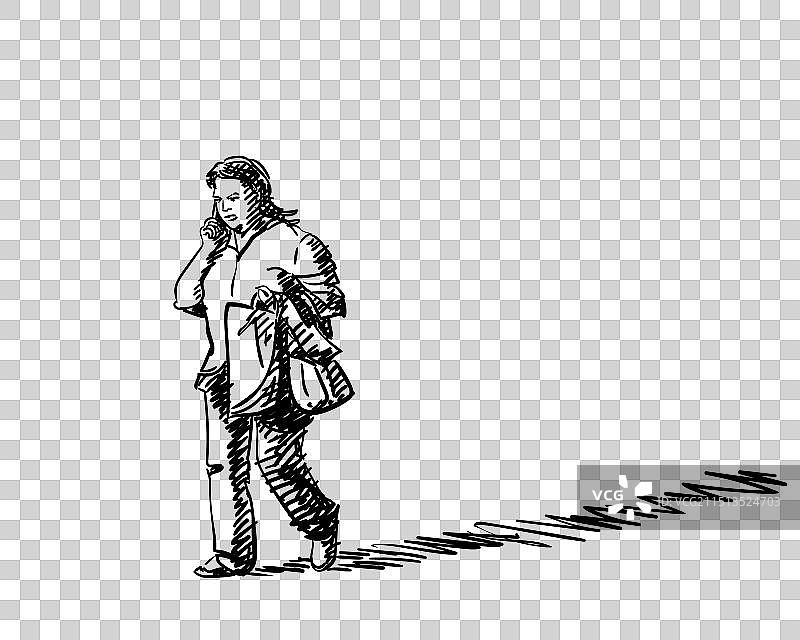 一个胖女人拎着包走路图片素材