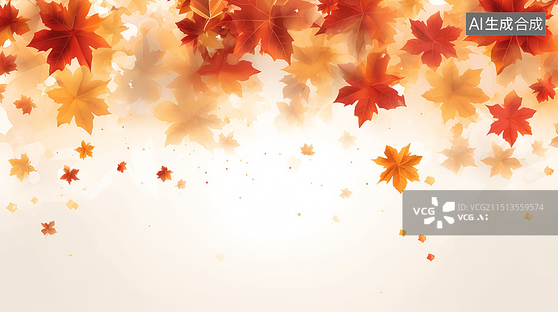 【AI数字艺术】金秋枫叶装饰节气海报图片素材