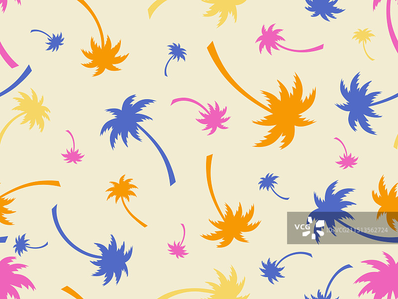 彩色棕榈树无缝图案夏季图片素材