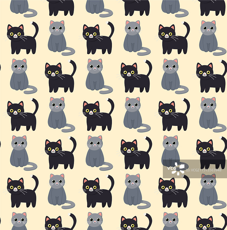 可爱猫咪无缝图案图片素材