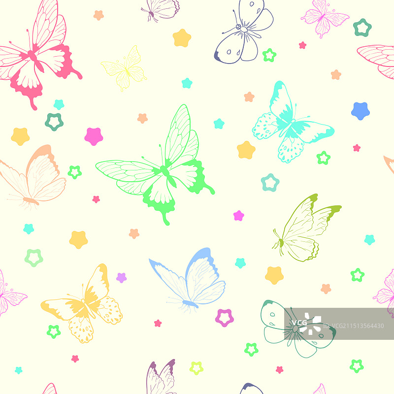 柔和的蝴蝶无缝重复图案设计图片素材
