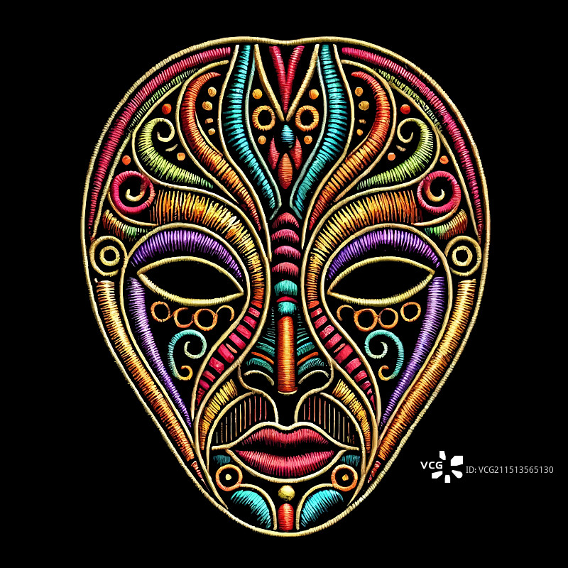 彩色立体非洲纹理刺绣图片素材