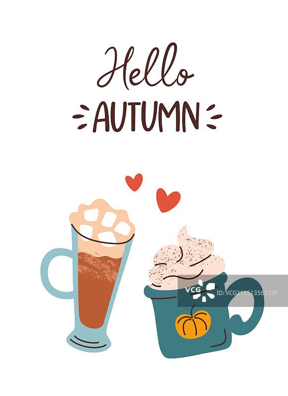 秋季你好卡片，手写字体温馨秋季图片素材