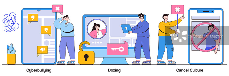 网络欺凌和人肉搜索概念图片素材