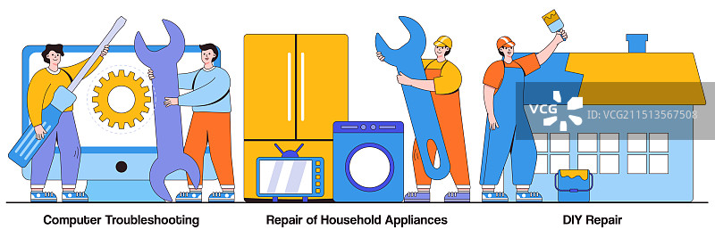 电脑故障排除：家用电器DIY维修图片素材