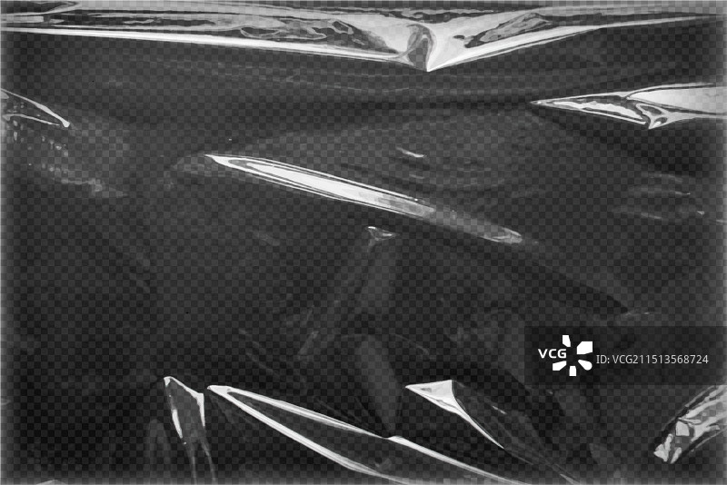 黑色背景上的褶皱塑料膜图片素材