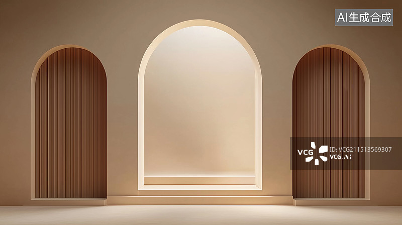 【AI数字艺术】简约现代室内产品展示空间图片素材