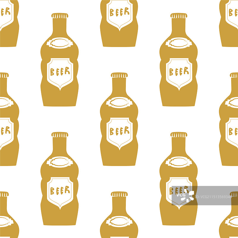 琥珀色金色和白色无缝啤酒瓶图片素材