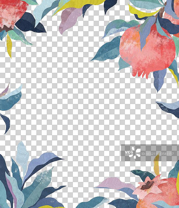 新中式插画处暑节气插画石榴元素图片素材