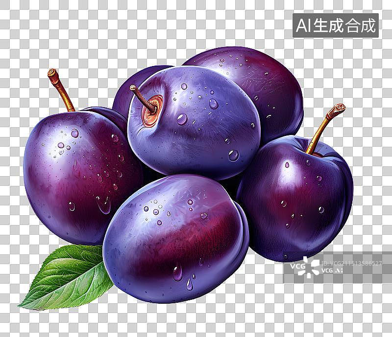 【AI数字艺术】新鲜的西梅 乌梅  插画元素 素材 水果图片素材