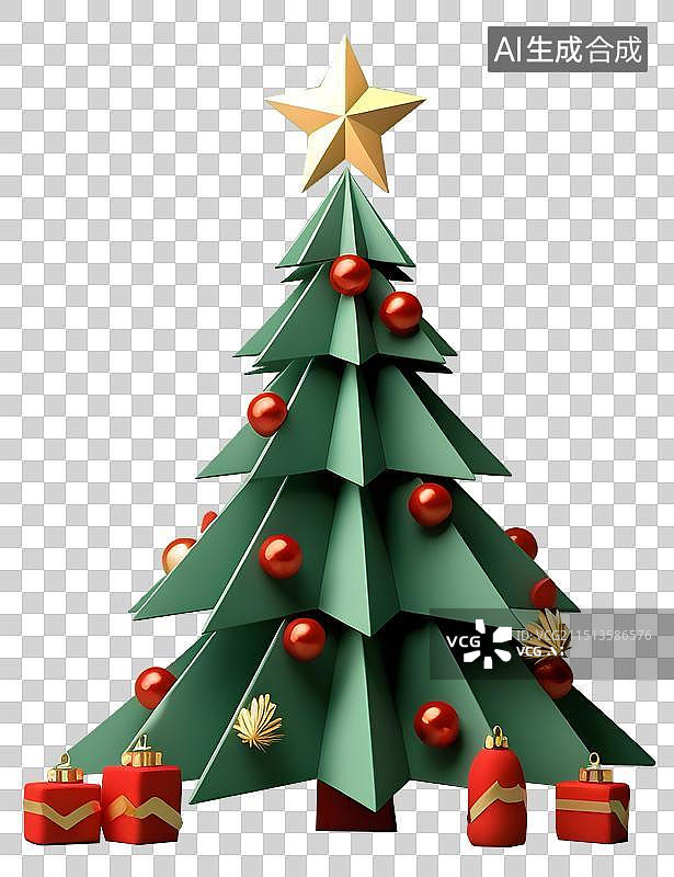 【AI数字艺术】圣诞树 节日 礼物 装饰 元素图片素材