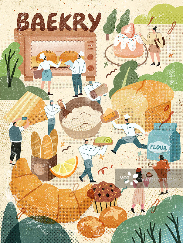 插画烘焙户外森林多人聚会图片素材