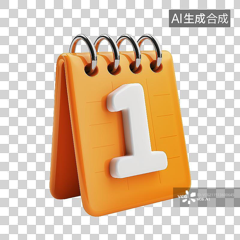 【AI数字艺术】3d图标 开学日历 橘黄色 c4d图标 3d icon c4d icon图片素材