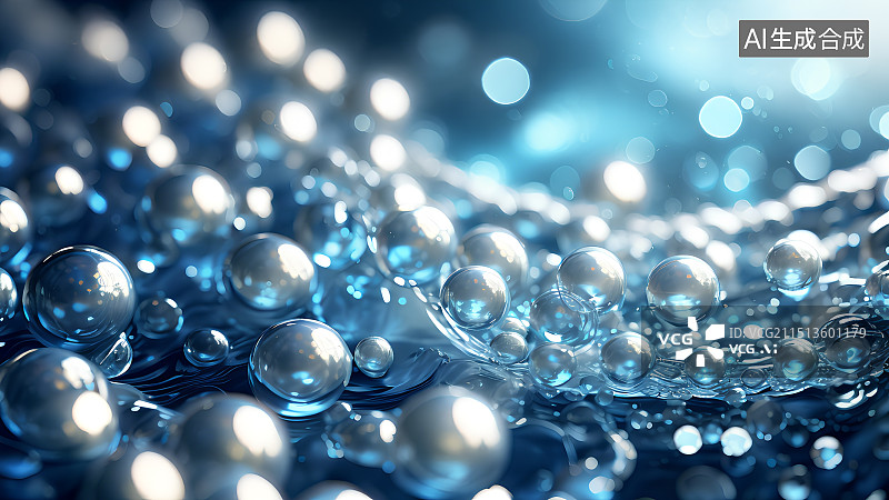 【AI数字艺术】水中的白色珍珠特写，水面上的水波纹，美妆产品背景图，电子商务场景图图片素材
