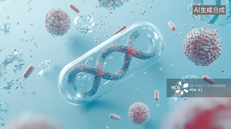 【AI数字艺术】生物医疗题材，细胞生物分子结构图片素材