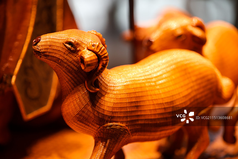 竹编苏武牧羊浙江非物质文化遗产中国工艺美术馆图片素材