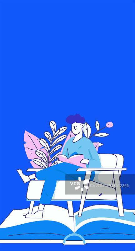 世界读书日阅读人物扁平矢量概念运营手绘插画图片素材