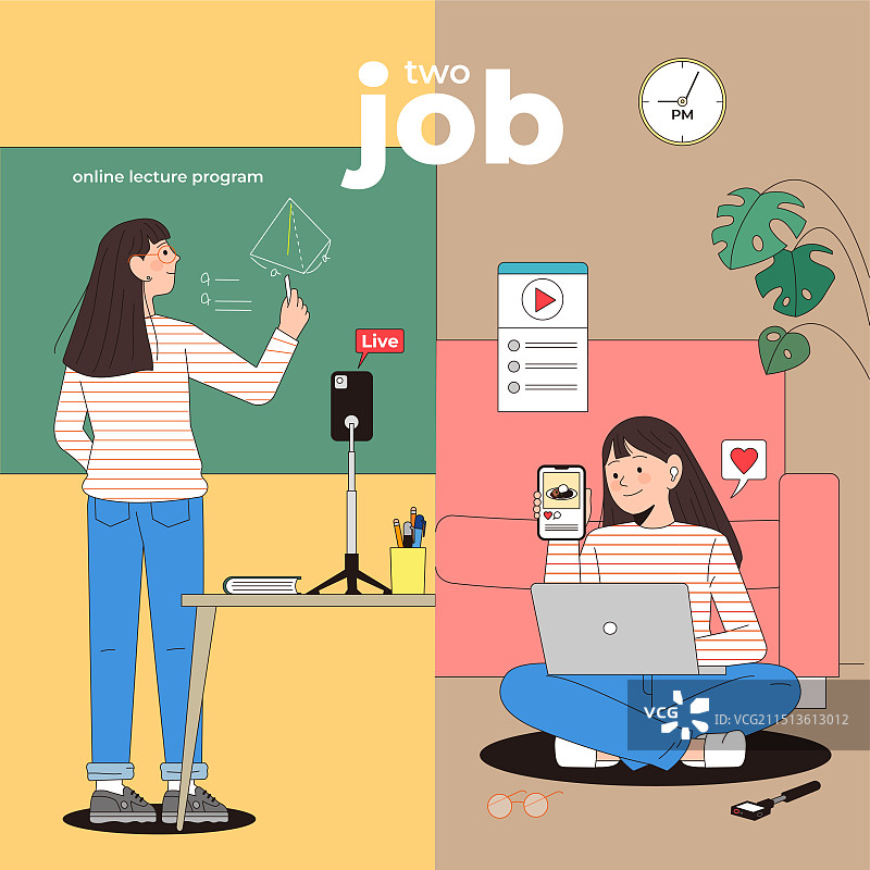 教练与视频博主分屏图片素材