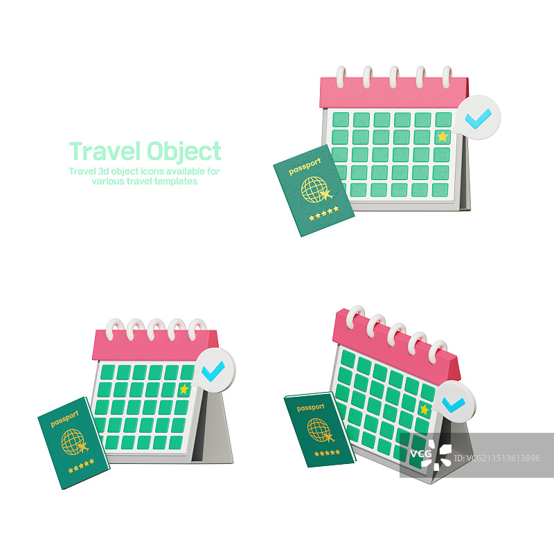 带日期的日历和护照图标图片素材