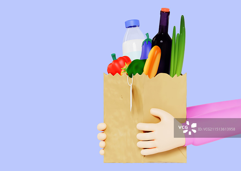 一只手拿着装有食物的纸袋图片素材