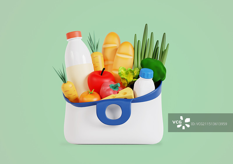 装满食物的购物车图片素材