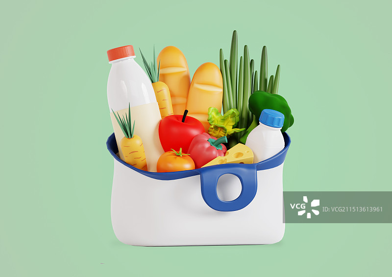 装满食物的购物车图片素材