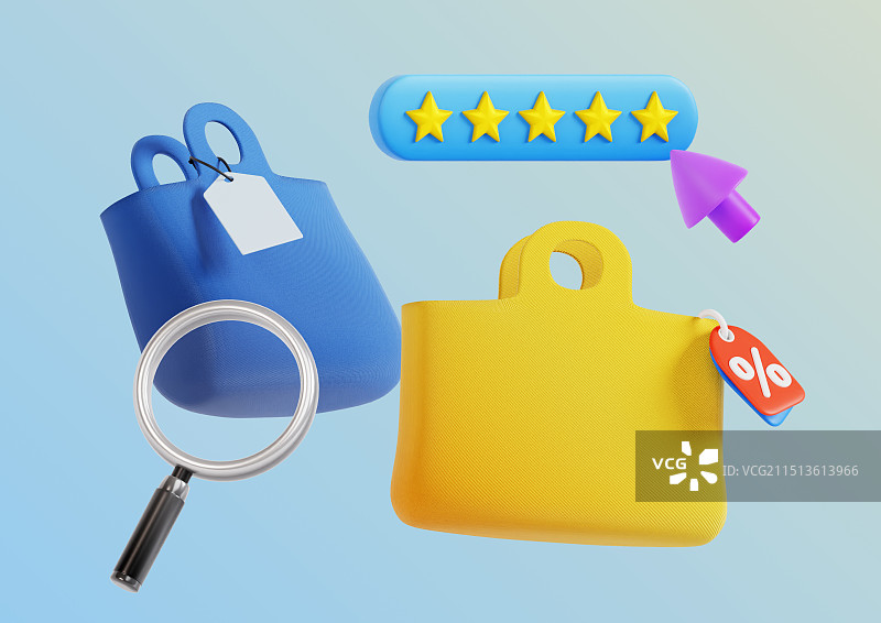 带有放大镜的购物篮星座图案图片素材