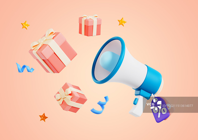 喇叭正在宣布折扣活动图片素材