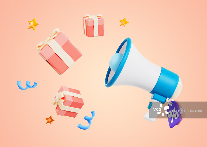 喇叭正在宣布折扣活动图片素材