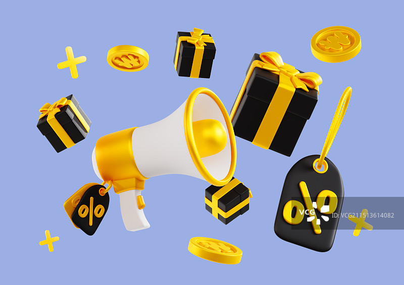 喇叭正在宣布折扣活动图片素材