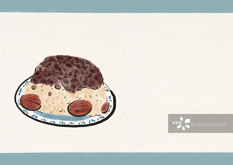 国潮风宁波美食插画-豆沙八宝饭图片素材