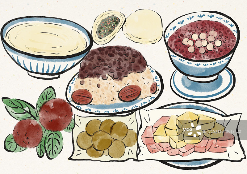 国潮风宁波美食插画图片素材