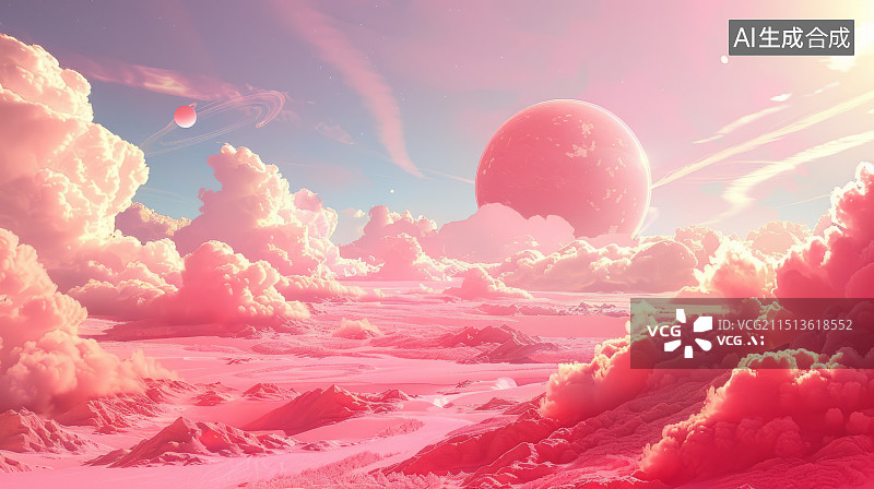 【AI数字艺术】梦幻粉色风景图片素材
