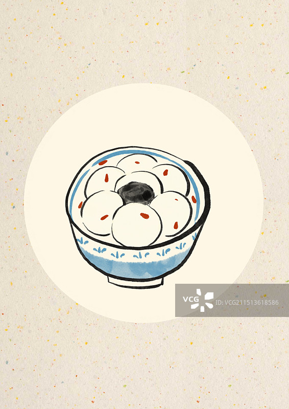 国潮风宁波美食插画-汤圆图片素材