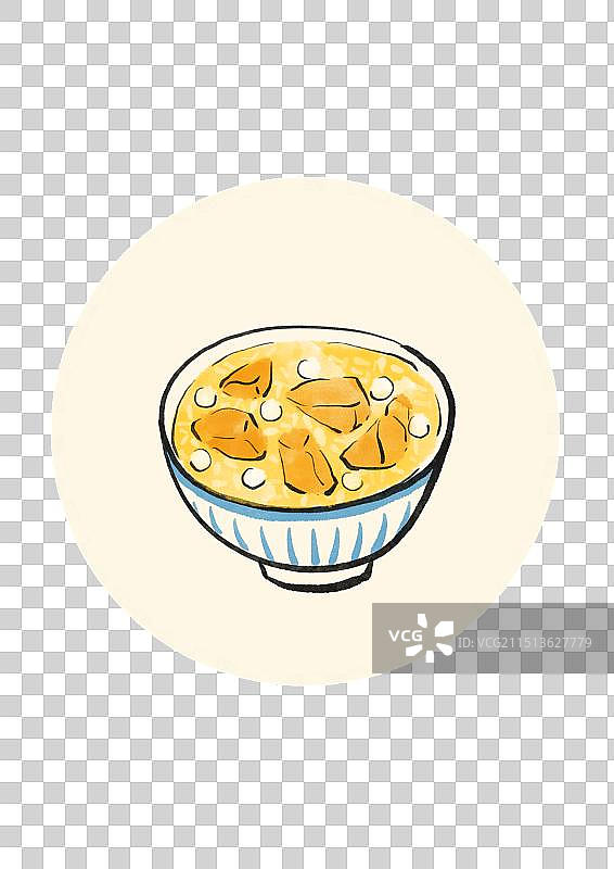 水墨风宁波美食插画元素-番薯汤果图片素材