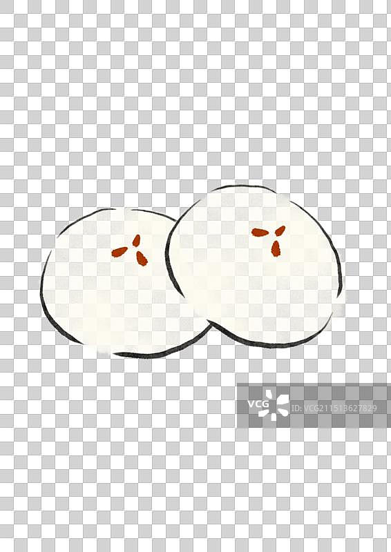 水墨风宁波美食插画元素-米馒头图片素材