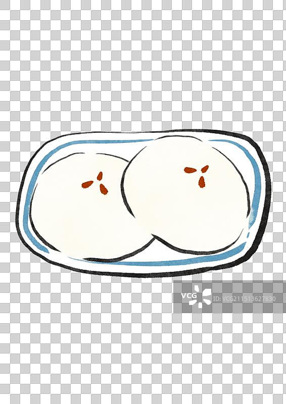 水墨风宁波美食插画元素-米馒头图片素材